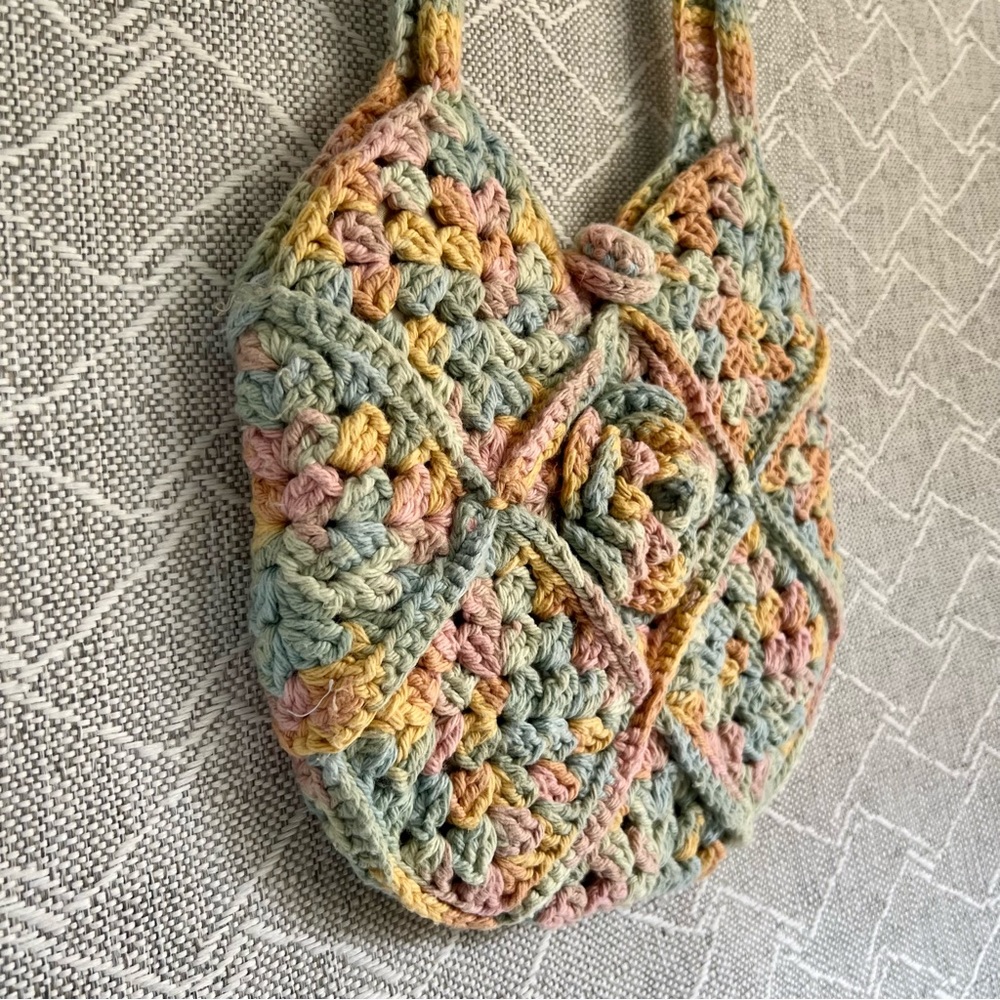 Rainbow Swirl Sherbet Crocheted Bag - Picture 2 of 15
